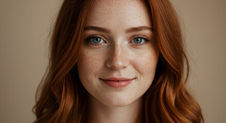 Fototapeta premium Young female portrait with natural red hair