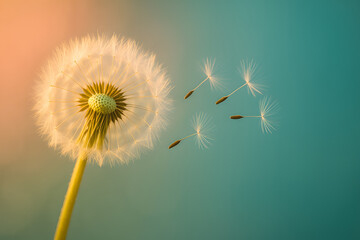 dandelion on blue background