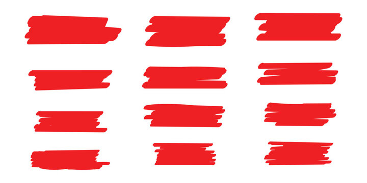 Set of hand drawn marker line vector illustration design element, grunge strokes, doodle lines underline scribble 