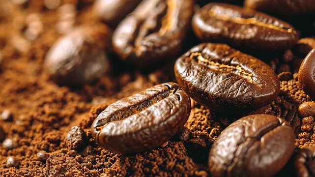coffee beans and a cup of coffee. Selective focus. nature.