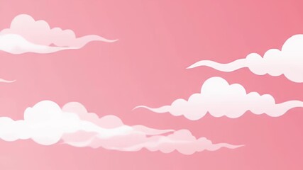 Dreamy Pink Sky Animation with Floating White Cartoon Clouds Creates a Serene and Gentle Vibe Ideal for Relaxation Background with Pastel Color Palette and Whimsical Motion Graphics - Powered by Adobe
