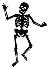 Dancing skeleton illustration for halloween events and spooky party decoration ideas