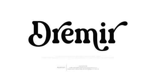 Dremir  Minimal modern alphabet fonts. Typography minimalist neon urban digital fashion future creative logo font.
