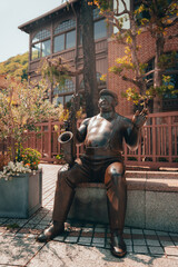 Statues of jazz musicians near Weathercock House at Kobe Kitano ijinkan in Kobe City,Japan