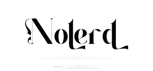 Nolerd Modern minimal abstract alphabet fonts. Typography technology, electronic, movie, digital, music, future, logo creative font. vector illustration