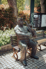 Statues of jazz musicians near Weathercock House at Kobe Kitano ijinkan in Kobe City,Japan