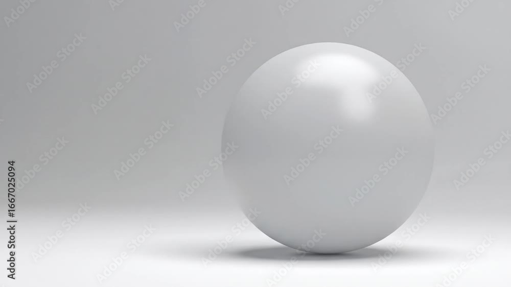 Aufkleber white sphere on gray surface a three dimensional ball with glossy finish under clean studio lighting