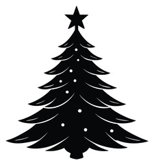 Elegant Christmas tree silhouette with star and ornaments for holiday designs