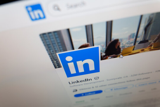 LinkedIn website profile page displayed on computer screen