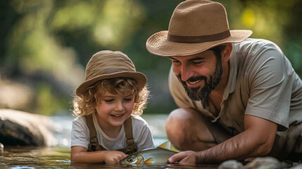 Father and son fishing together – created with AI