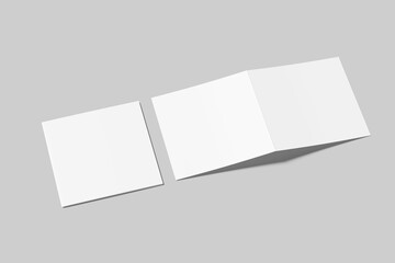 Realistic blank brochure square bifold illustration for mockup