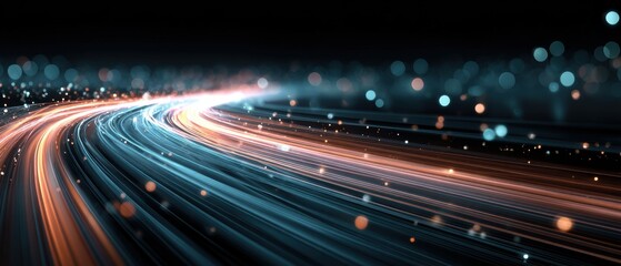 IoT Traffic Management : Segmented data highways directing different device signals through glowing network corridors
