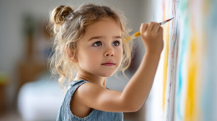 Child engaging in finger painting art activity for creative expression and learning