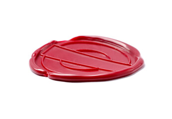 Naklejka premium One red wax seal isolated on white