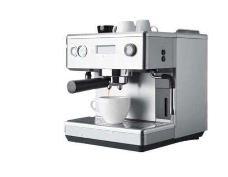 Espresso Coffee maker. modern, white background