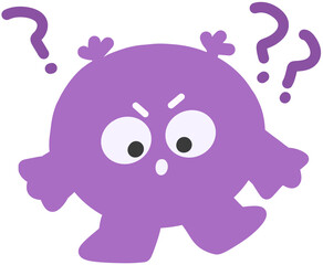 Cute Curious Round Character Illustration