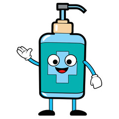 Clean hand sanitizer pump bottle on white background