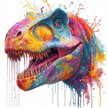 A colorful and vibrant Kritosaurus dinosaur head generative ai