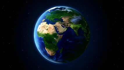 Obraz premium Vibrant Blue Earth Planet in Dark Cosmic Space with Visible Global Continents