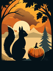 Spooky squirrel and pumpkin halloween design perfect for t-shirts halloween