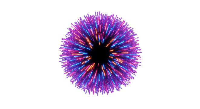 Luminous abstract circular design, soft radial burst light, vibrant gradients on transparent background, copy space, concept of dynamic energy and interconnectedness