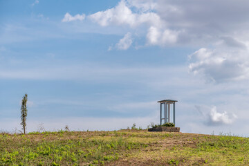 An isolated telephone booth in the countryside of Santo Pietro Belvedere, Capannoli, Italy