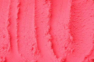 Delicious raspberry sorbet as background, top view