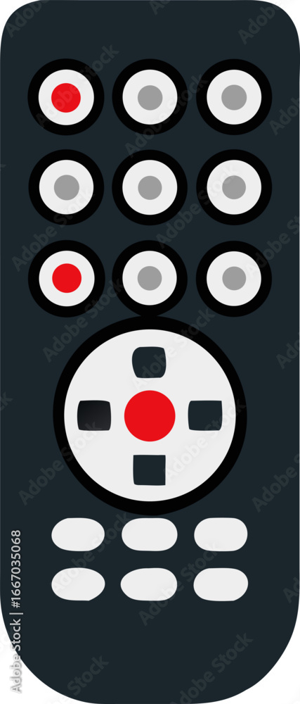 Poster modern remote control design with buttons on a clean white background