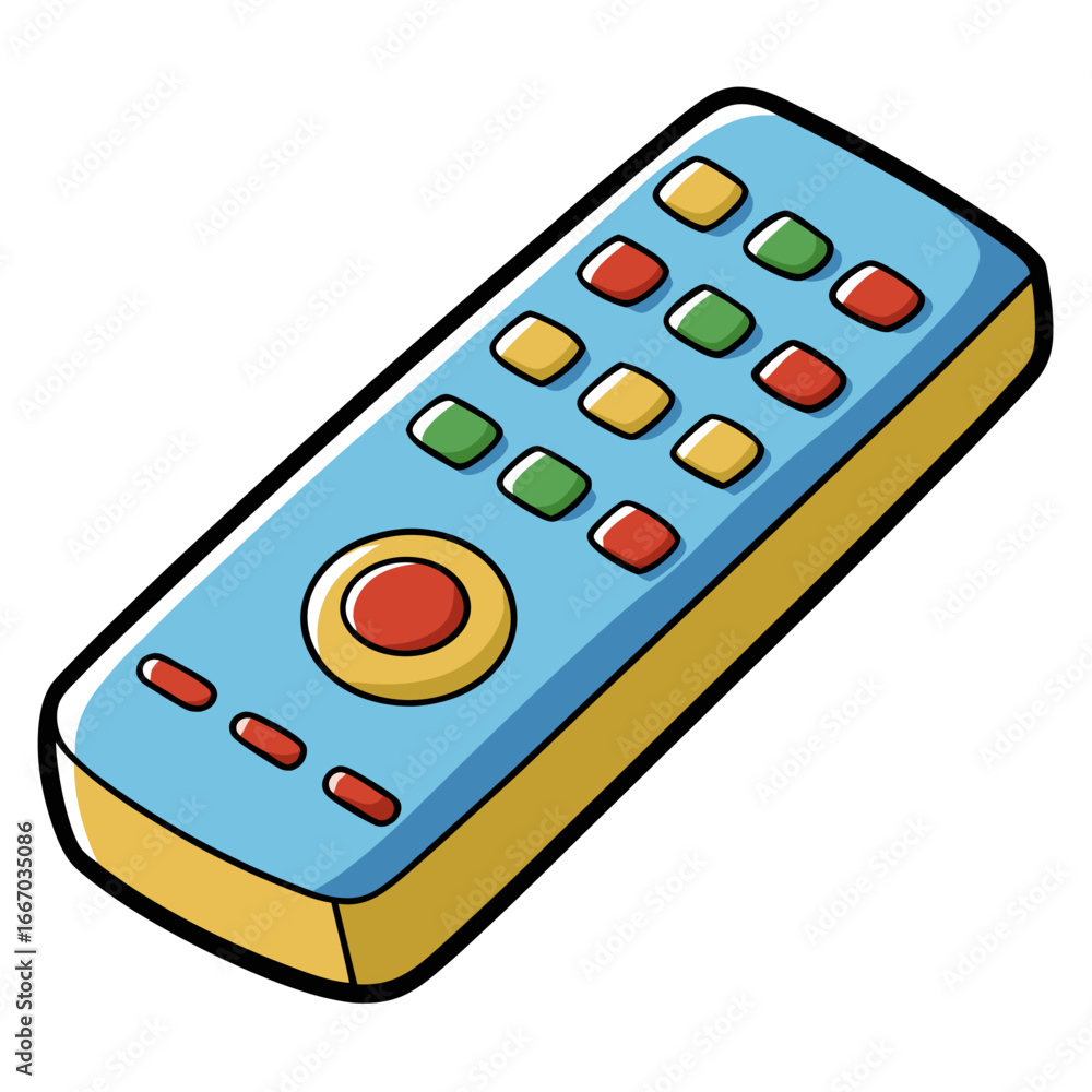 Poster modern remote control with buttons on white background
