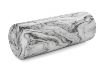 White marble cylinder rotating on transparent background