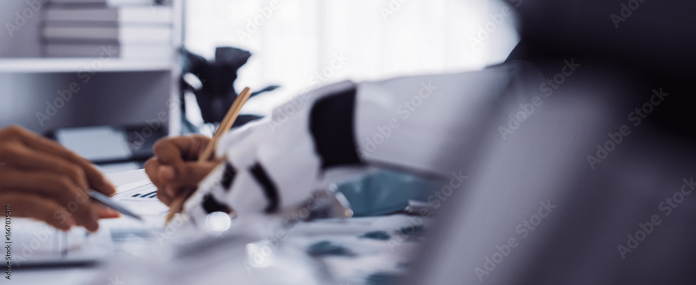 Poster business teams integrating ai-powered analytics into corporate planning to optimize financial insigh