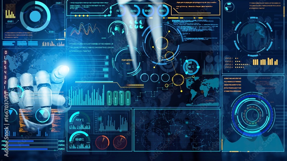 Aufkleber ai artificial intelligence drives data analytics with predictive models, smart dashboards, and virtu
