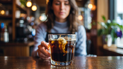 She watched as the cold brew filled her cup