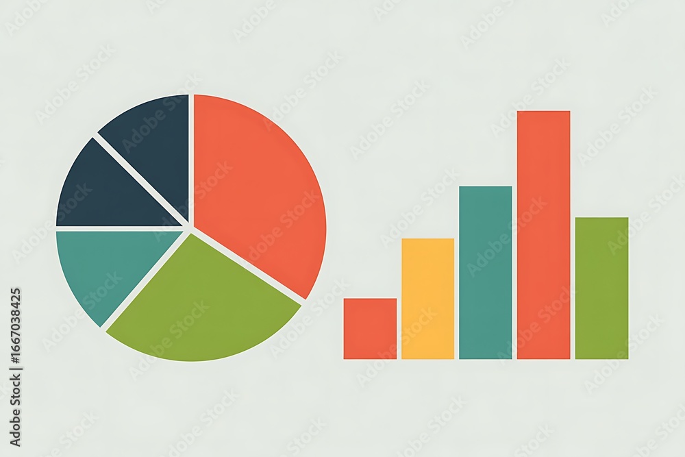 Aufkleber colorful pie chart and bar graph representing data and analytics