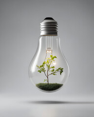 Floating Lightbulb with Plant Inside – Photoreal Studio Shot