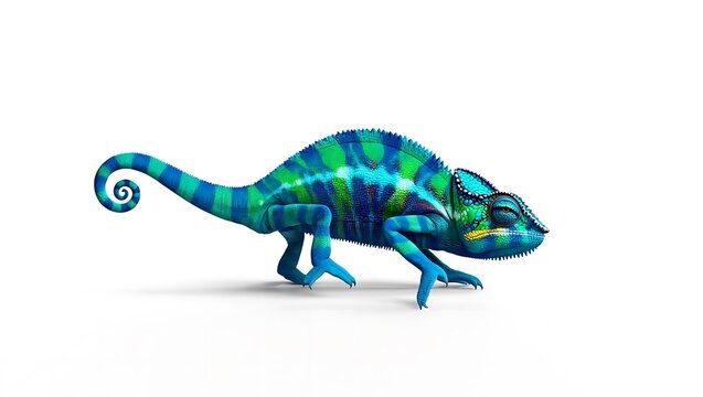 Vibrant chameleon with blue and green scales reptile animal - Powered by Adobe