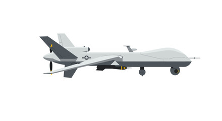 Modern military drone side view in flat design vector