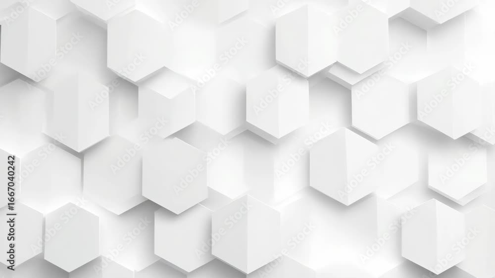 Poster hexagonal shapes arrange in a clean, minimalistic pattern against a white backdrop. this design show