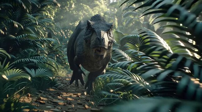 Albertosaurus dinosaur in the jungle generative ai