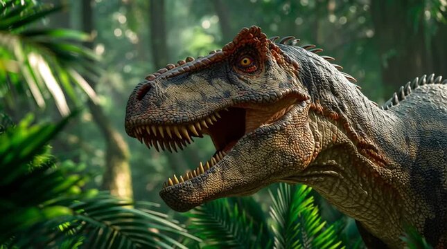 Albertosaurus dinosaur in the jungle generative ai