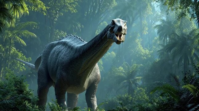 Apatosaurus dinosaur in the jungle generative ai