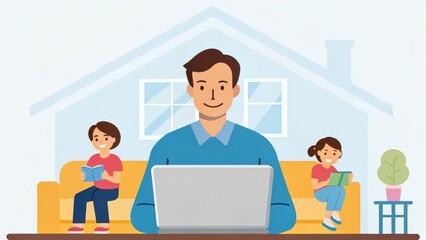 A family enjoys reading and working together at home, creating a cozy environment for learning and connection.