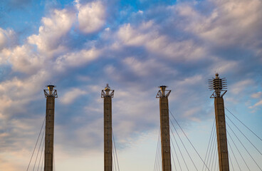 Building design. Modern architecture. Modern building architecture against blue sky. Architectural...