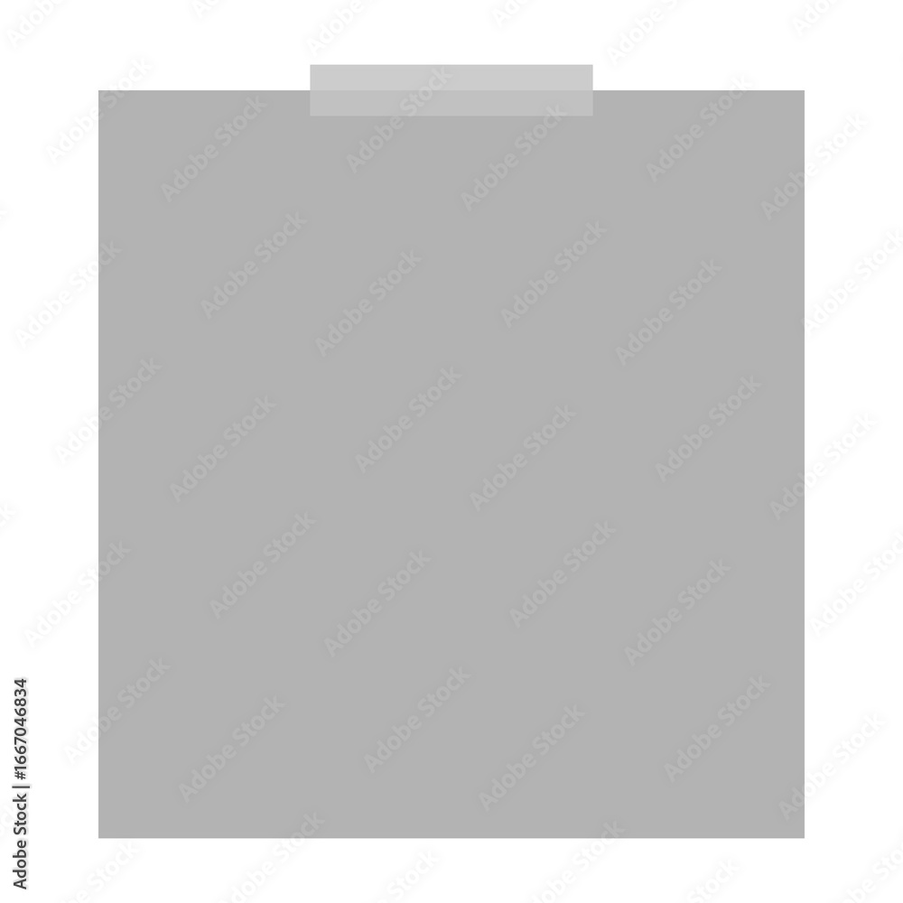 Poster gray square paper with tape isolated on transparent background