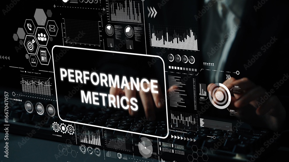 Aufkleber analyzing performance metrics in a digital environment for business growth and strategy development.