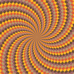 Retro sunburst or sunbeam swirl with colorful pixelated style in autumn design