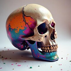 Decaying skull, exposed bone, Halloween theme, decayed skull, boney