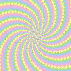 Retro sunburst or sunbeam swirl with colorful pixelated style in spring design
