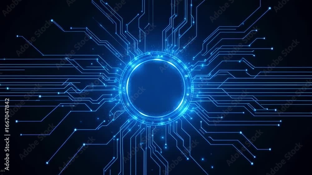 Aufkleber dynamic futuristic digital circuit design with glowing blue light and data connection