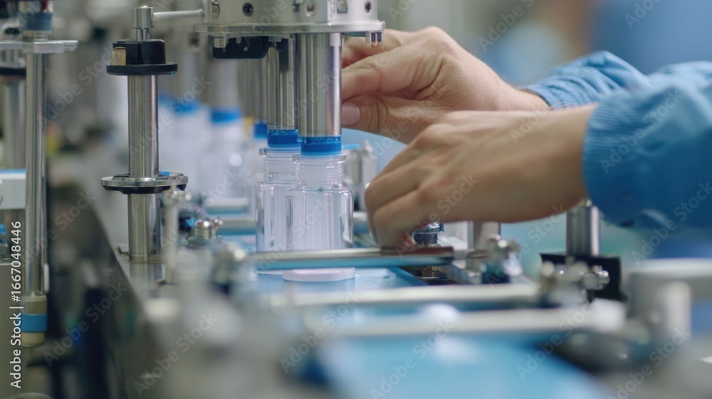 Poster close medium shot capturing the ultraviolet led waterpurifier straw assembly line in action emphasiz